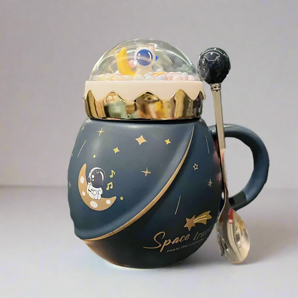 3D Cartoon Space Theme Mug with Lid