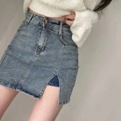 Womens Slim Fit Tight Hip Denim Skirt