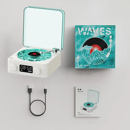 Retro Turntable Waves Theme Mini Bluetooth Speaker