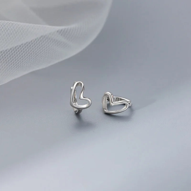 Silver Heart Hoops