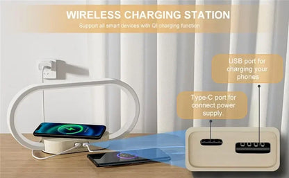 Wooden Wireless Charger LED Lamp Station