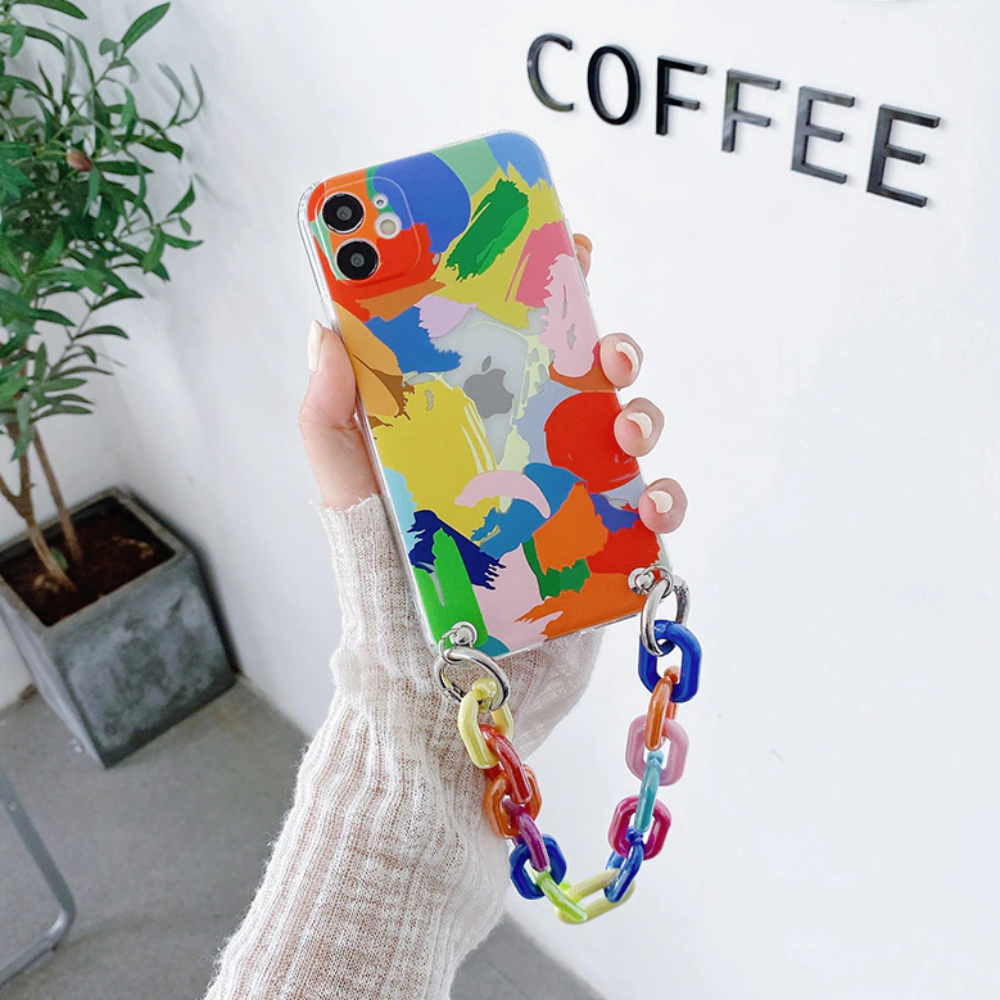 Colorful Phone Case With Bracelet Chain For iPhone