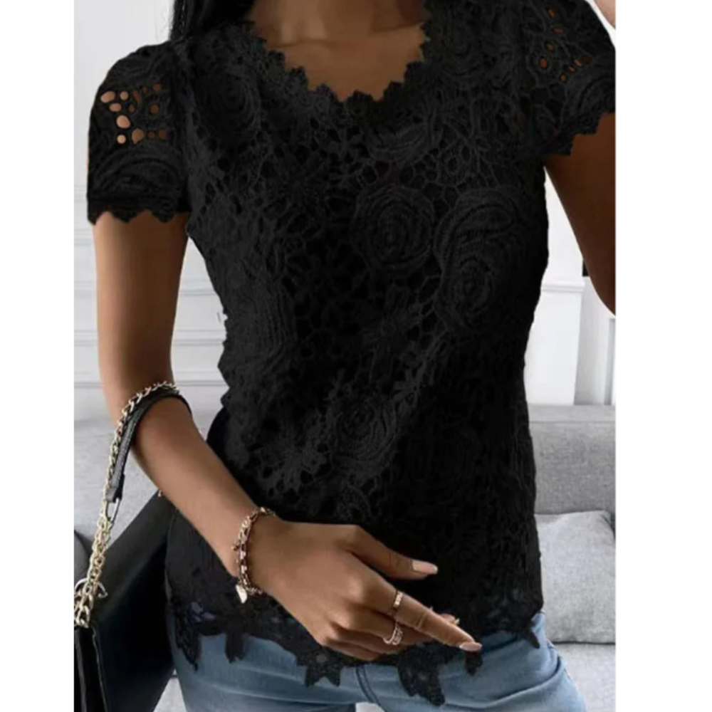 Womens Summer Short Sleeve Lace Top