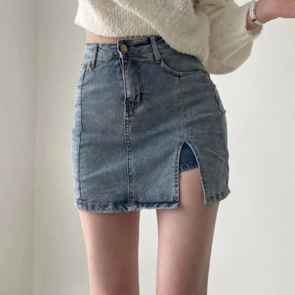 Womens Slim Fit Tight Hip Denim Skirt