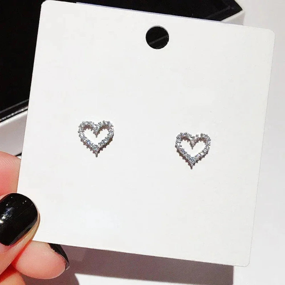 Sparkly Heart Stud Earrings