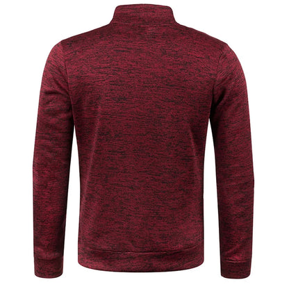 Mens Stand Collar Zipped Up Long Sleeve Top