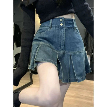 KPOP High Waisted Mini Denim Skirt