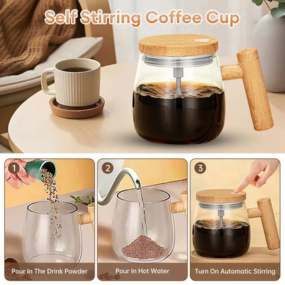 400ML Self Stir Glass Coffee Mug