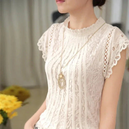 Womens Short Sleeve Lace Top