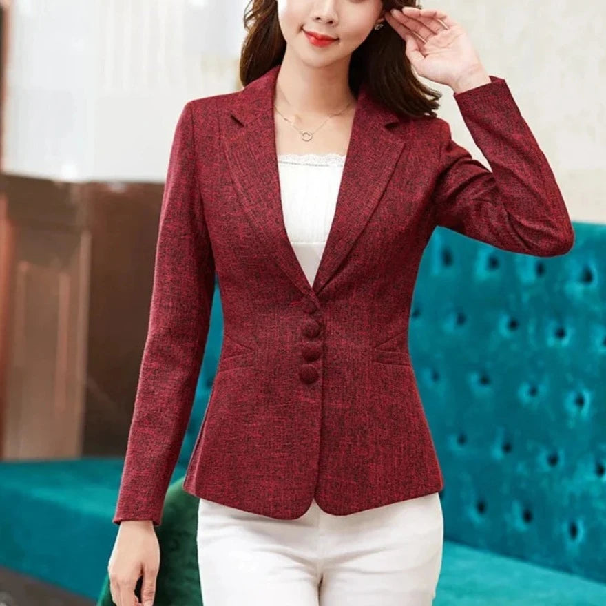 Womens Three Buttons Business Casual Blazer Jacket