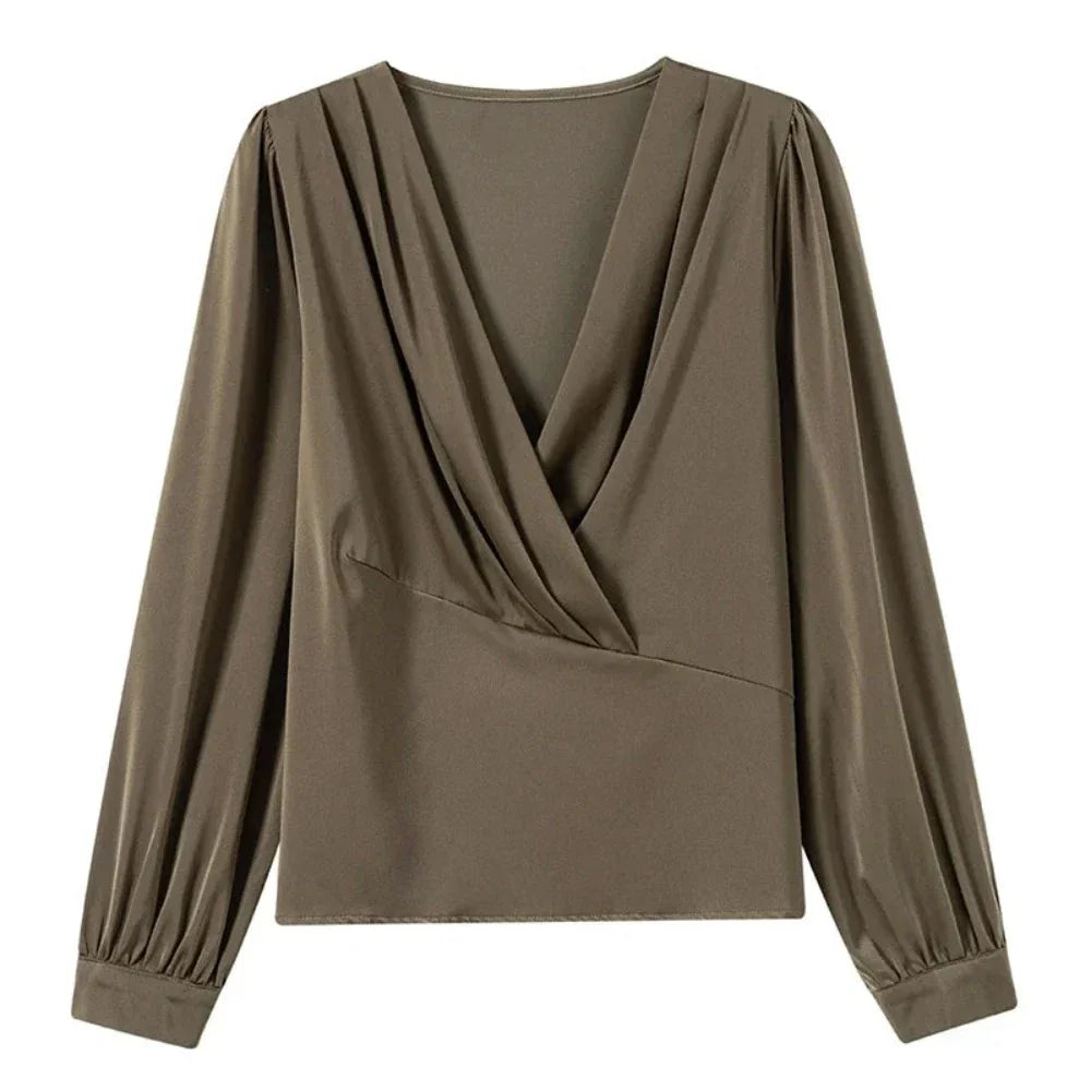 Womens V Neck Chiffon Blouse