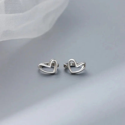 Silver Heart Hoops