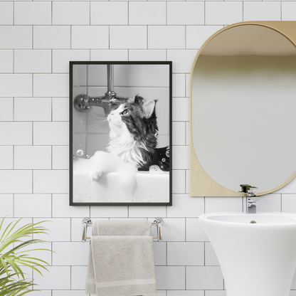 Cat in Bathtub Decor Poster