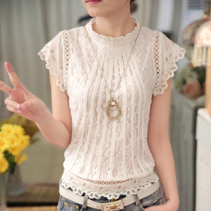 Womens Short Sleeve Lace Top