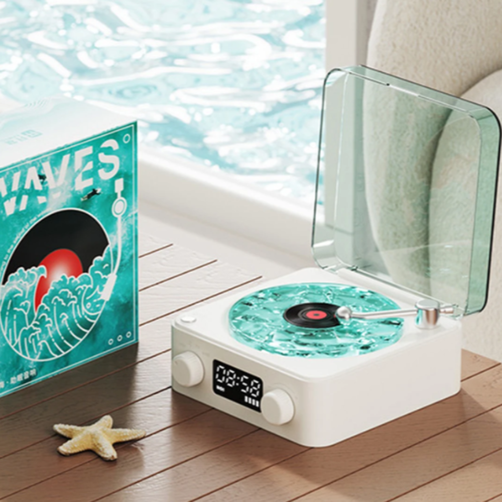 Retro Turntable Waves Theme Mini Bluetooth Speaker