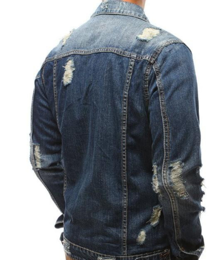 Mens Distressed Denim Jacket