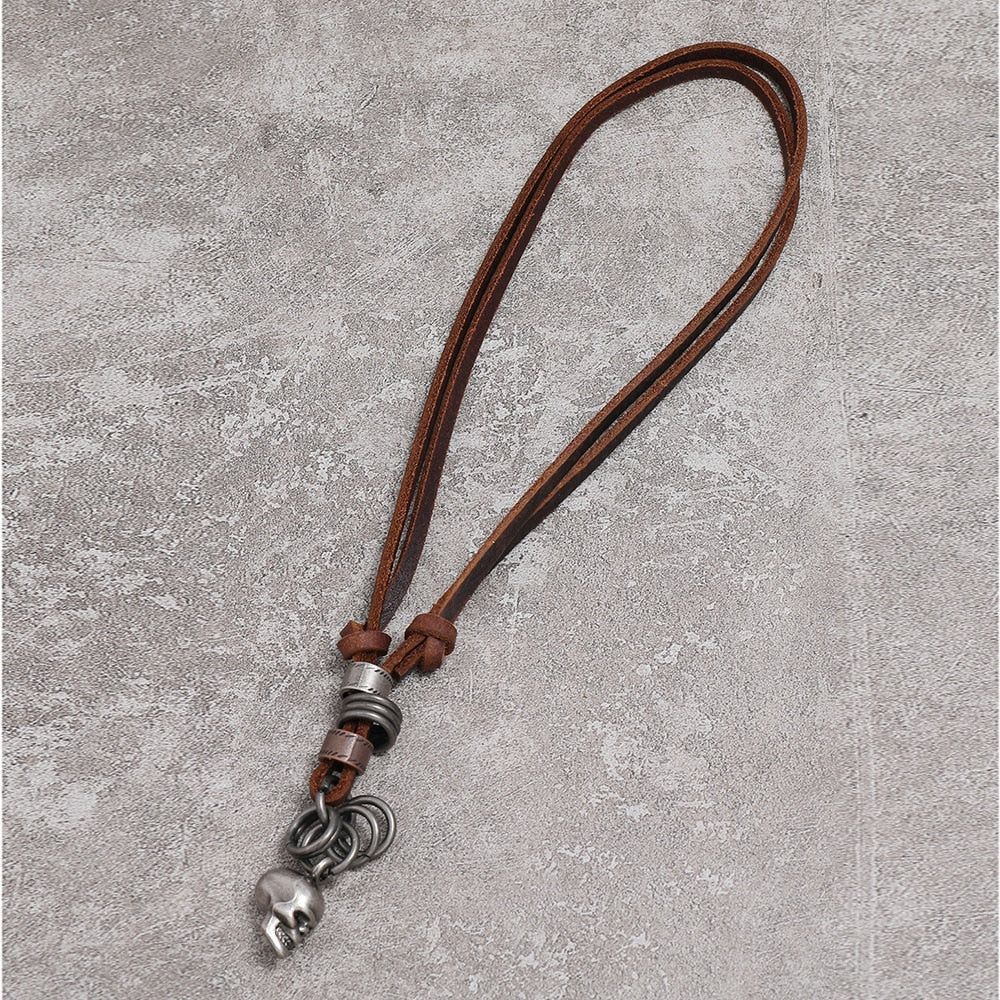 Vegan Leather Adjustable Necklace with Triangle Charm