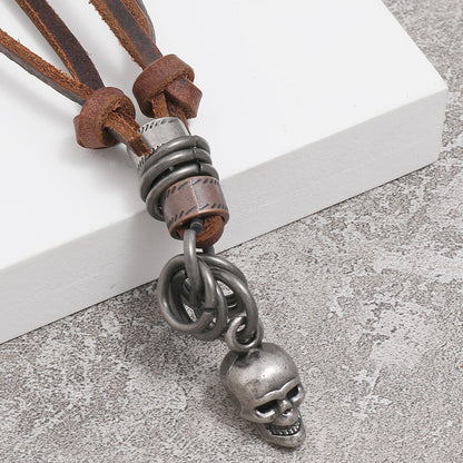 Vegan Leather Adjustable Necklace with Triangle Charm