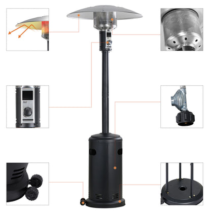 Outdoor Patio Standing Propane Heater with Wheels