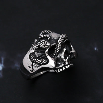 Skull Ring With Snake