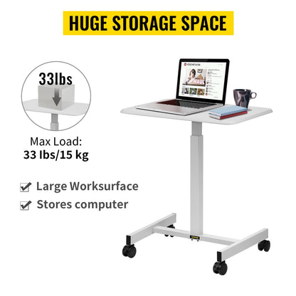 Adjustable Laptop Rolling Desk With Lockable Wheels