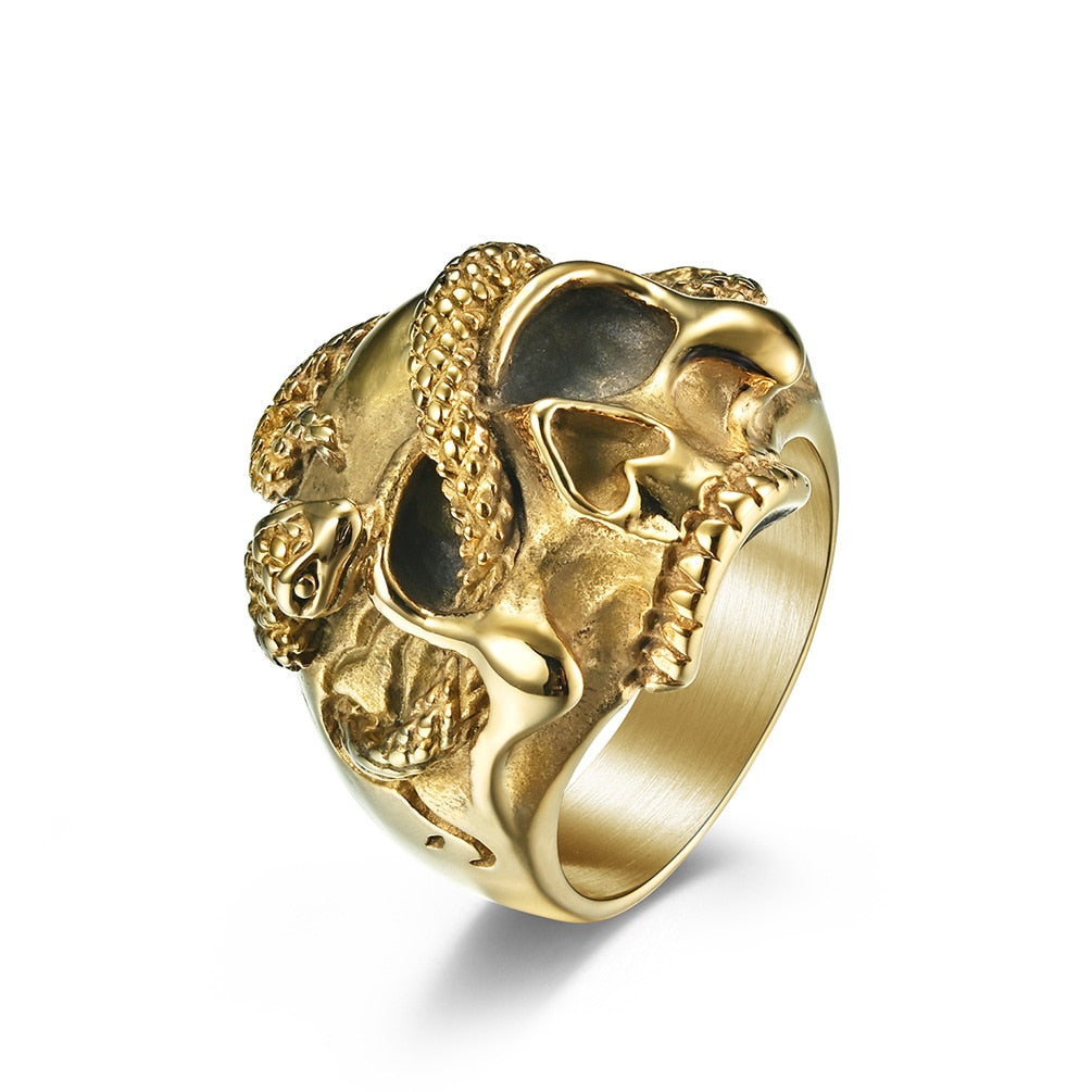 Skull Ring With Snake