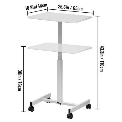 Adjustable Laptop Rolling Desk With Lockable Wheels