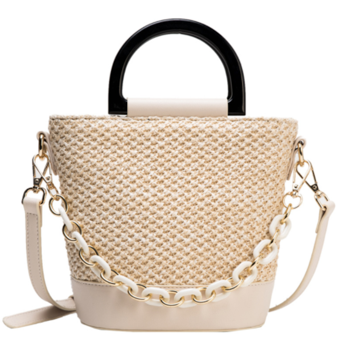 Summer Crossbody Straw Bag With Chains Details – Onetify