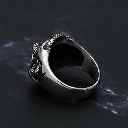 Skull Ring With Snake