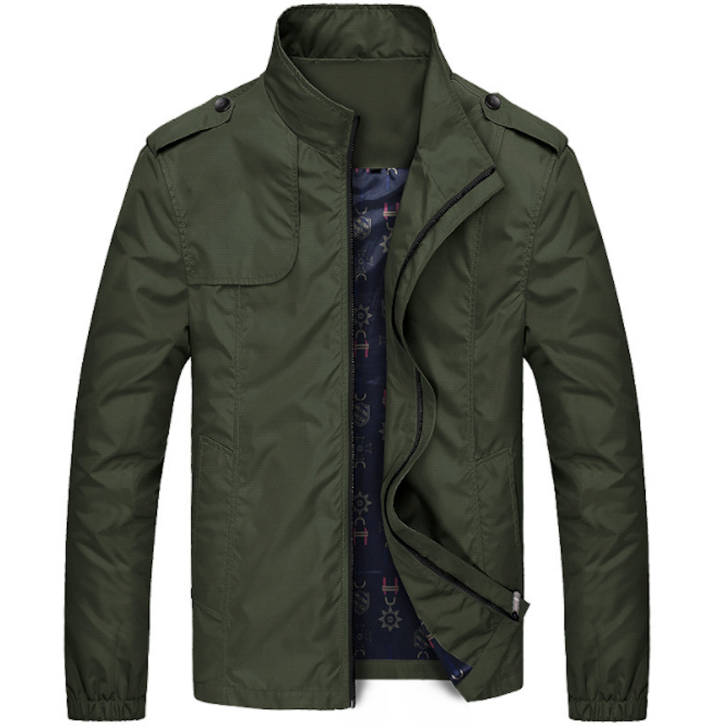 Mens Stand Collar Zipper Jacket