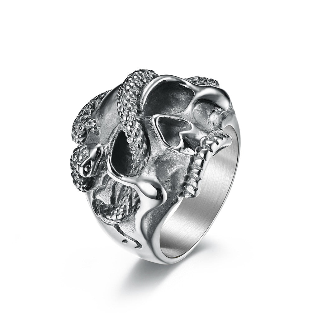 Skull Ring With Snake