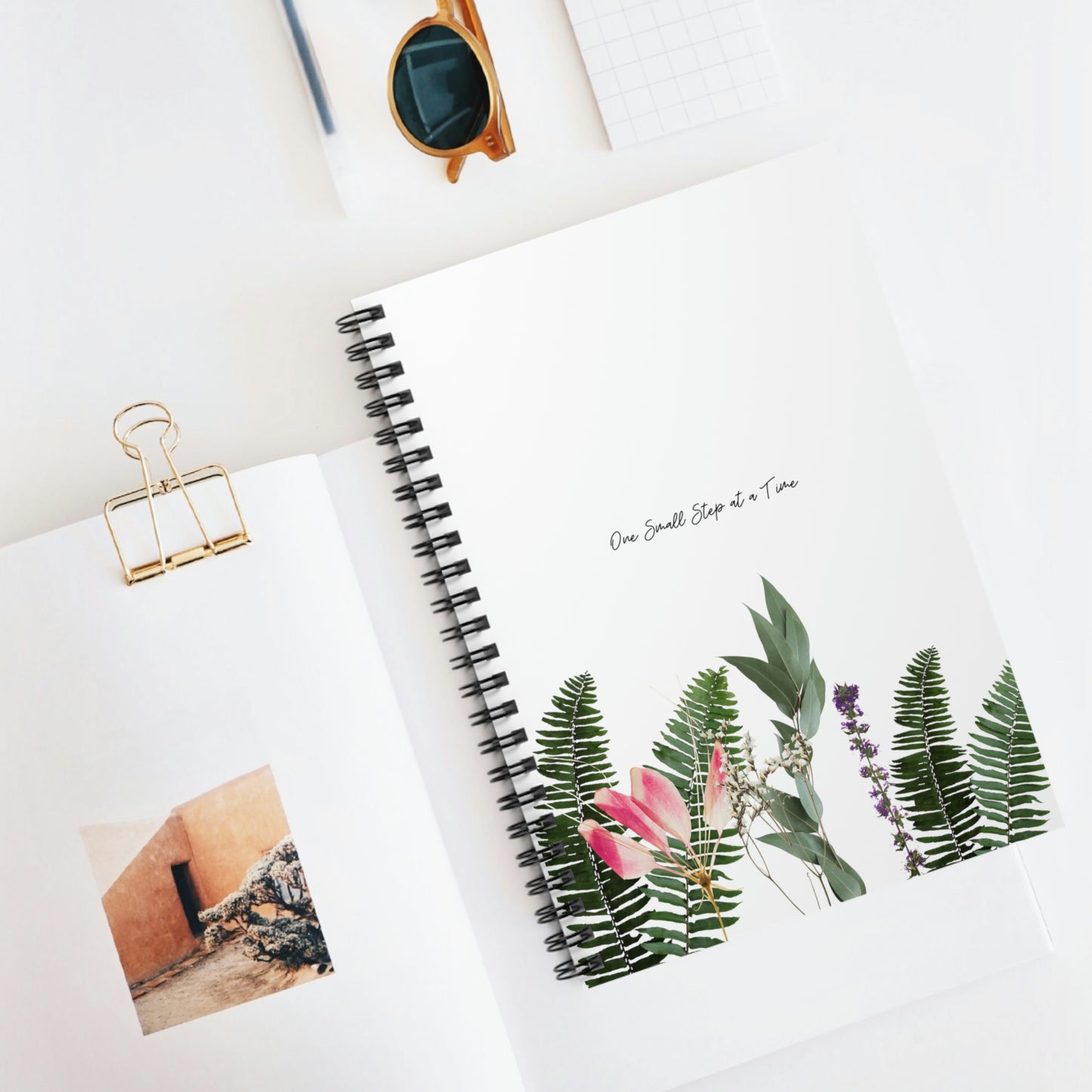 One Small Step at a Time Plant Theme Spiral Notebook