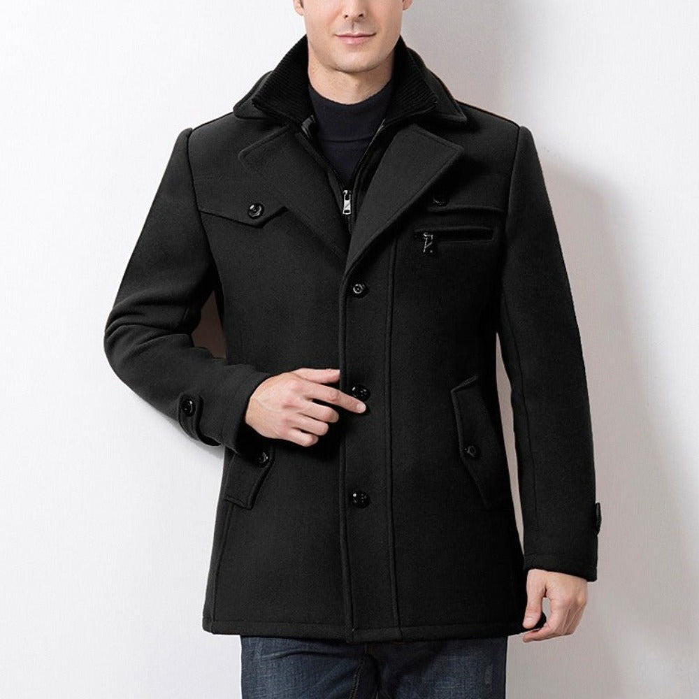 Mens Layered Collar Button Front Military Coat – Onetify