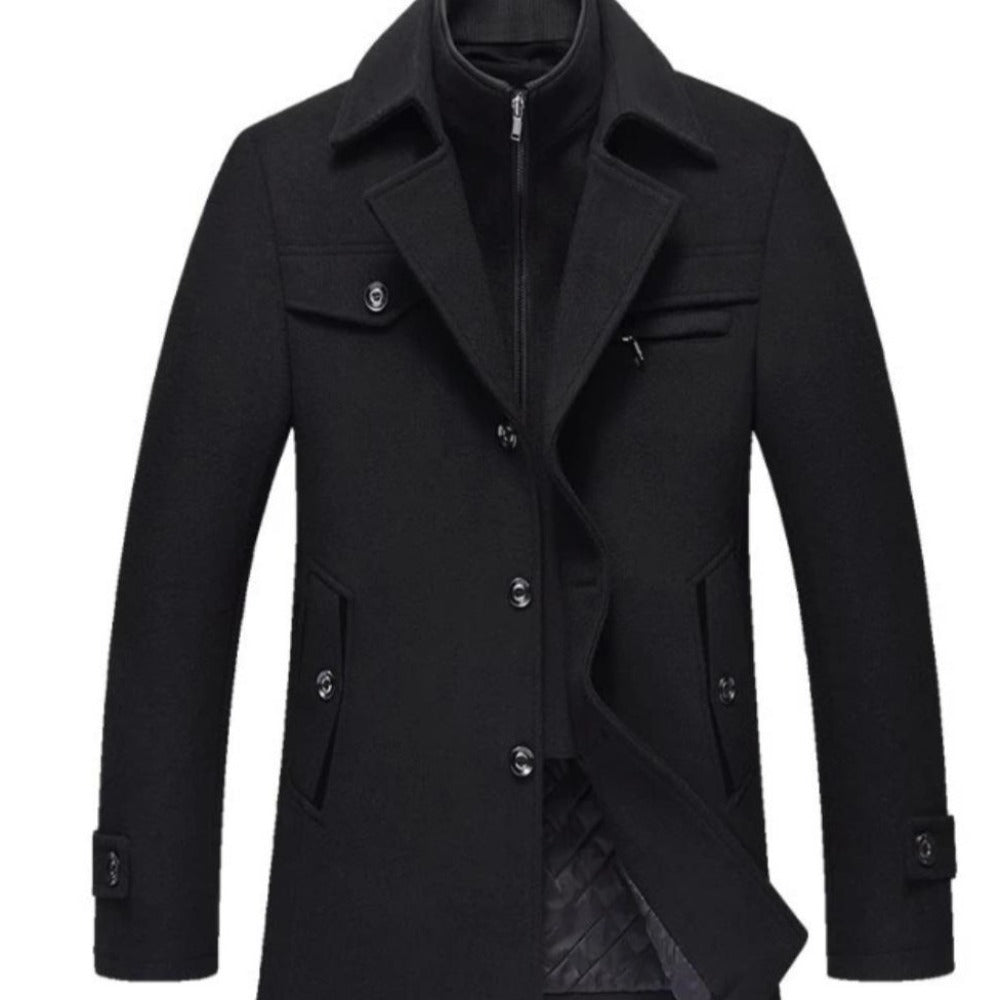 Mens Layered Collar Button Front Military Coat – Onetify