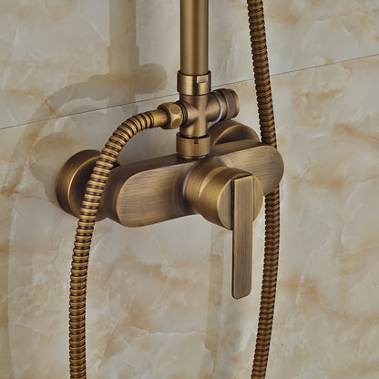 Brass Antique Rainfall 8" Shower Faucet Set with Single Handle