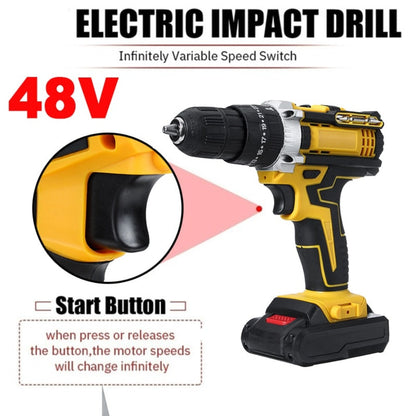 48V Cordless Electric Impact Drill Driver with 25+3 Torque Setting