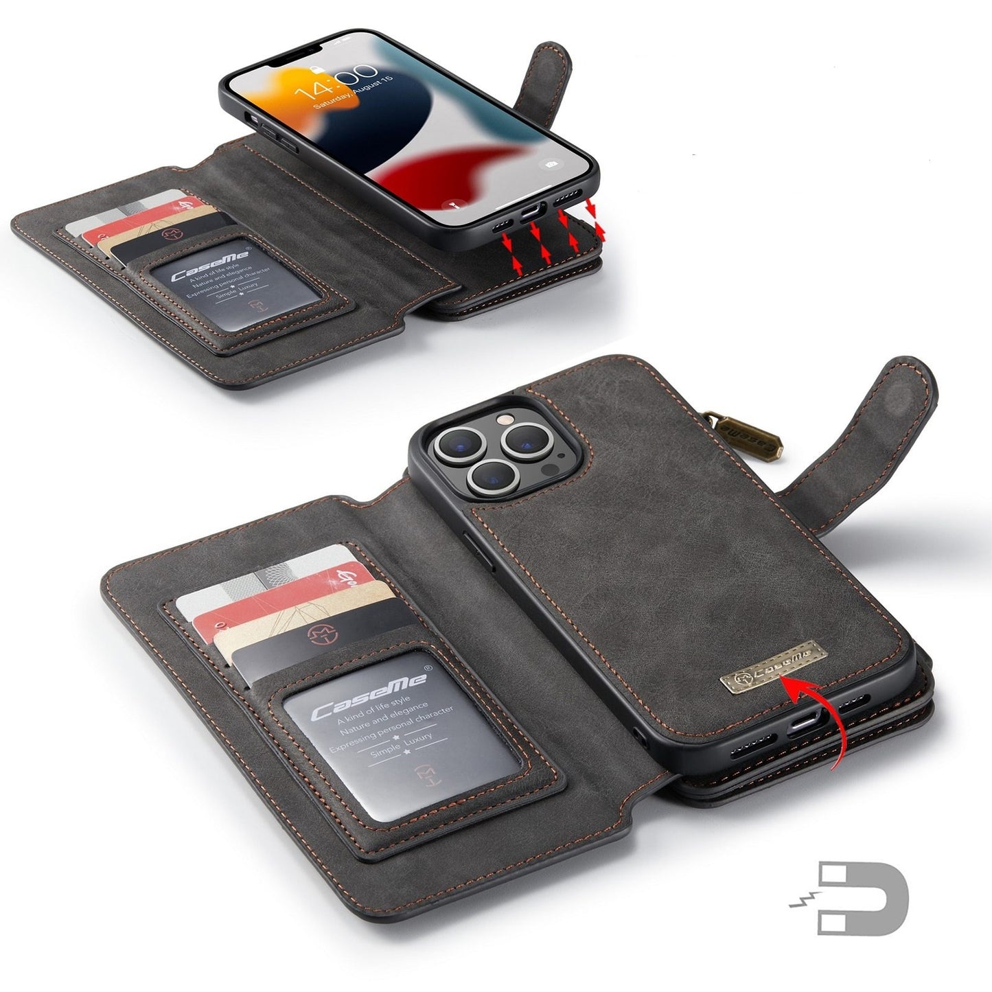 Leather Wallet Flip Cover Phone Case for iPhone