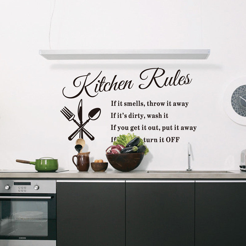 Removable Wall Stickers for Kitchen with Kitchen Rules Design 3 sticke ...