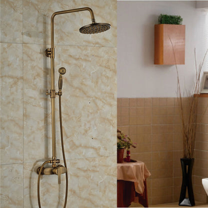 Brass Antique Rainfall 8" Shower Faucet Set with Single Handle