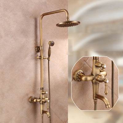 Single Handle Antique Brass Bronze Design Shower Faucet Set with Storage Holder