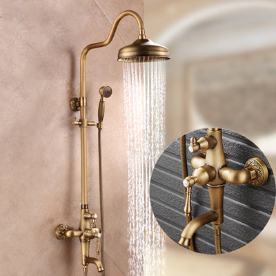 Single Handle Antique Brass Bronze Design Shower Faucet Set with Storage Holder