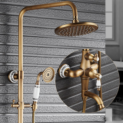 Single Handle Antique Brass Bronze Design Shower Faucet Set with Storage Holder