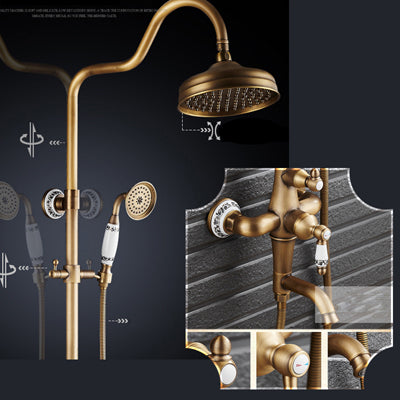 Single Handle Antique Brass Bronze Design Shower Faucet Set with Storage Holder