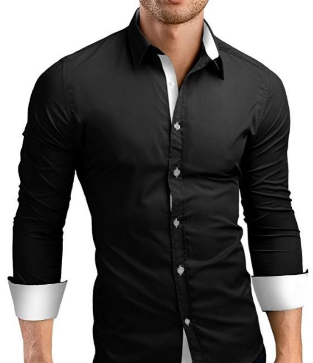 Mens Slim Fit Button Front Long Sleeve Shirt – Onetify